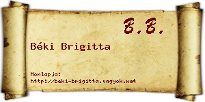 Béki Brigitta névjegykártya